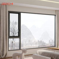 Ventana Abatible Horizontal Moderna de Aluminio Gris Resistente a Huracanes para Sala de Estar DERCHI