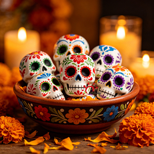 Exquisitas Calaveras de Azúcar Pintadas a Mano en Resina, Recuerdo <span class=keywords><strong>Mexicano</strong></span>, Adorno Vibrante para Mesa de Halloween, Regalo Cultural Tradicional - Product Image 6