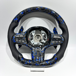 Volante Sportivo in Fibra di Carbonio Forgiata Blu per BMW Serie G <span class=keywords><strong>G20</strong></span> G38 G87 <span class=keywords><strong>G30</strong></span> con Paddle in Fibra di Carbonio Forgiata Blu per BMW <span class=keywords><strong>G20</strong></span> - Product Image 1