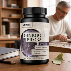 Cápsulas de Ginkgo Biloba Personalizables OEM con Fosfatidilserina, Favorecen la Función Cerebral, la Memoria y la Concentración, Suplemento Dietético - Product Image 1