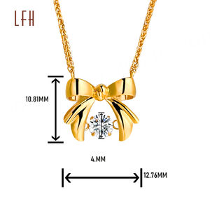 สร้อยคอรูปโบว์หัวใจ18K ประดับโบว์สีทอง18K พร้อมใบรับรอง - Product Image 6