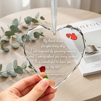 Ornement de Noël DIY en cristal transparent en forme de cœur, à suspendre, pour impression UV, pendentif souvenir, décoration en forme de cœur en cristal