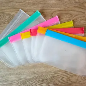 カスタムロゴ再利用可能なペバ半透明食品グレードシリコンジップロックと食品保管用シールバッグ