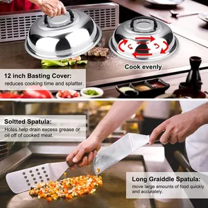 Juego de Accesorios para Parrilla de Acero Inoxidable Multifunción Resistente al Calor, Juego de Herramientas para Barbacoa al Aire Libre con Espátula y Raspador - Product Image 5
