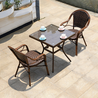 Populaire balcon 3 pièces ensemble meubles en rotin patio tables et chaises imperméables extérieur table en osier pour bistro café