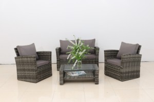 4 chỗ ngồi wicker đồ nội thất sân vườn ngoài trời tay vịn ghế mây sofa Bàn cà phê thiết lập thanh lịch sử dụng cho Patio căn hộ ban công phòng tập thể dục - Product Image 6