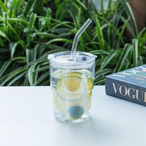 <strong>Custom</strong> Clear Blank Drinking Black Brown Tumbler Borosilicate Reusable Travel Coffee Glass Mug Cup With Glass Straw and Lid - Product Image 5