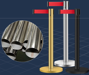 Poste de Barrera Personalizado de Acero Inoxidable con Superficie Dorada y Roja para Bodas y Museos, Protección IP67, Instalación Atornillada de Alto Impacto para Control de Multitudes - Product Image 3
