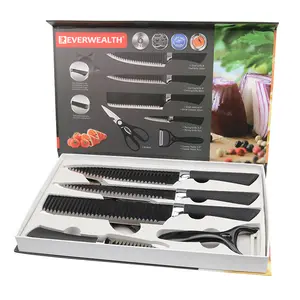 En çok satan profesyonel paslanmaz çelik 6 adet şef bıçaklar mutfak bıçağı hediye kutusu ile Set