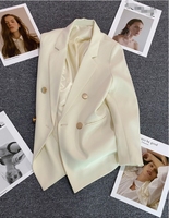 Manteau de Costume Femme, Veste Unie Coupe Ample Coréenne