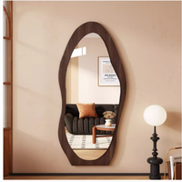 Miroir mural pleine longueur en bois de noyer moderne, style galet, pour chambre à coucher, appartement, Japandi, vente en gros