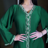 Magnifique Robe Longue Musulmane Égyptienne de Dubaï à Manches Longues pour Fête, Vêtement Islamique en Gros