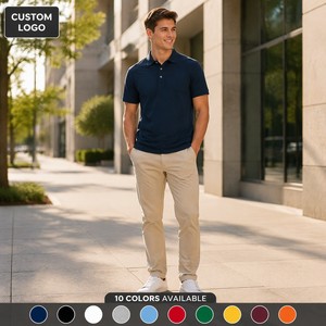Chemises polo piqué de haute qualité pour hommes, douces, respirantes, manches courtes, style smart casual, golf, broderie personnalisée, vente en gros - Product Image 1