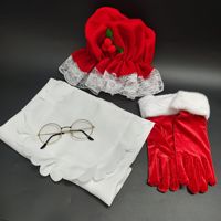Accessoires de Père Noël pour femmes : chapeau, lunettes, tablier, gants – Ensemble d'accessoires de costume de Noël pour femmes pour les fêtes