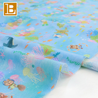 Tissu Popeline 100% Coton BILU NO MOQ, Motif Parc Aquatique Dessin Animé Mignon, Conception Personnalisée