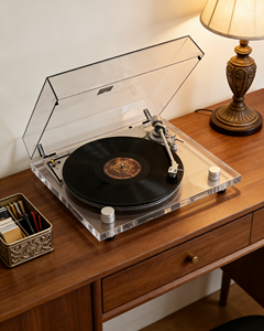 Tourne-disque professionnel en acrylique transparent de <span class=keywords><strong>luxe</strong></span>, audio Hi-Fi Bluetooth, plateau minimaliste artistique, lecteur de disques vinyles - Product Image 2