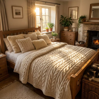 Couette en jacquard style Hygge ultra douce, motif pull brodé écologique, aspect tricot torsadé