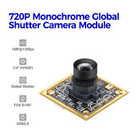 Module de caméra à capteur 1/4 " Hampo 003-0766 120fps OV9281 720P HD USB 2.0 pour capture de mouvement haute vitesse avec obturateur global et fonction Plug & Play
