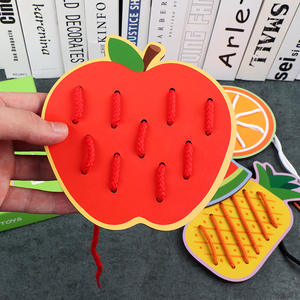 Enfants en bois éducatif filetage jouet grande taille fruits Animal cognitif corde laçage jouets enfants éducation précoce jeux de bureau - Product Image 4