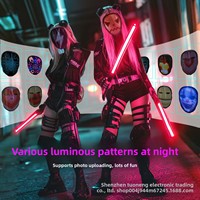 Masque LED lumineux transfrontalier best-seller pour Halloween, en plastique, pour hommes, pleine couleur, édition via application, activé par geste, 6 mois