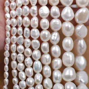 3-12mm High Quality Oval Shape Fresh Water Pearl Strand for DIY Jewelry Making Natural Real Freshwater Pearls Baroque