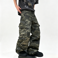 Pantalon cargo en denim camouflage vintage pour homme, jean super baggy streetwear pour homme, jean de créateur pour homme
