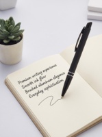 Stylos à bille promotionnels en métal avec logo personnalisé, pointe de 1,0 mm, rétractables, corps brossé, clip mat, capuchon en plastique, pointe OEM, marché UE/États-Unis