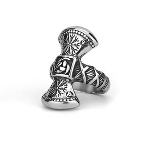 Punk nórdico vikingo <span class=keywords><strong>Runa</strong></span> nieve <span class=keywords><strong>runa</strong></span> impermeable Pvd Acero inoxidable Anti no deslustre joyería fina de moda anillos para hombres al por mayor - Product Image 5