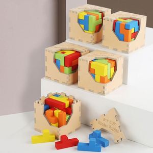 25 pièces de puzzle 3D en bois, jeu de logique de bureau, blocs en forme de L et de T, casse-tête éducatif, jouet DIY - Product Image 2