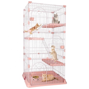 Gaiola de gato 4 andares para gatos, canil, gaiolas para gatos, área interna, grande, com <span class=keywords><strong>3</strong></span> plataformas, <span class=keywords><strong>3</strong></span> portas frontais, <span class=keywords><strong>2</strong></span> rampas - Product Image 1