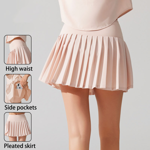 Jupes taille haute pour femmes avec poches latérales Anti-éblouissement Golf Badminton Tennis Wear Anti-bactérien Logo personnalisé Jupe plissée - Product Image 2