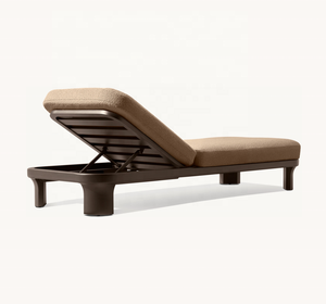 Moderno Negro Aluminio Chaise Lounge-Impermeable UV Resistente Al Aire Libre Playa Hotel Patio Sun Lounge Muebles - Product Image 4