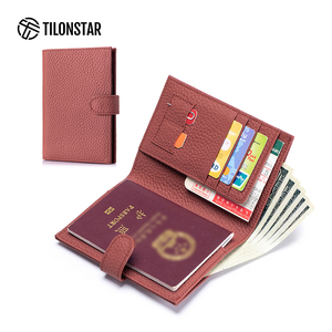 TPW107P Accessoires de voyage Portefeuille fin avec clip pour cartes Compartiment à monnaie Porte-cartes en cuir de vache véritable Porte-passeport compact RFID - Product Image 1