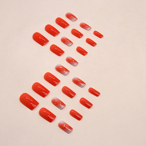 Faux ongles personnalisés 24 pièces en ABS, style INS Orange Doux, amovibles, longueur moyenne - Product Image 3