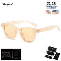 Lunettes de soleil tendance haut de gamme Boyarn pour femmes avec verres UV400, nouvelle mode, monture ronde, visière solaire pour adultes