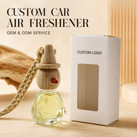 Diffuseur de parfum pour voiture suspendu, flacon en verre facetté avec bouchon en bois, parfum riche longue durée, rechargeable, logo personnalisé, luxe, OEM, vente en gros