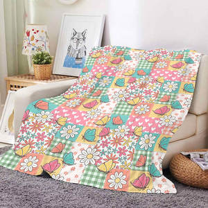 Couverture en polaire et flanelle à motifs papillons printaniers, idéale pour la décoration de chambre, les siestes d'étudiants et les voyages en voiture - Product Image 1