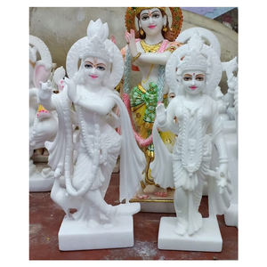 Sculpture Krishna en pierre blanche, pierre naturelle - Product Image 1