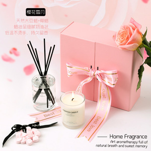 Coffret Cadeau Bougie Artisanale Aromathérapie Fleur de Cerisier Senior, Cire de Soja Naturelle, Parfum pour Mariage, Fête des Femmes, Cadeau pour Filles, Neige - Product Image 4