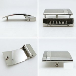 <span class=keywords><strong>Boucle</strong></span> de <span class=keywords><strong>ceinture</strong></span> réversible 30 mm en alliage de zinc, finition argent brossé, pour homme, avec griffes de maintien courbées, pour ceintures décontractées ou habillées, logo personnalisé, OEM - Product Image 4