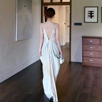 Robe longue imprimée pour femme à bretelles spaghetti, col en V, ample et fluide, imprimé abstrait peinture à l'huile, robe nuisette pour la plage et le quotidien
