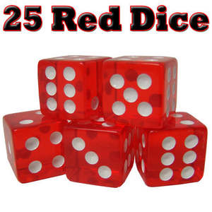 Passen 25pcs 16mm Red Plastic <b>Dice</b> Set for Board Games and Casino Games - Product Image 2