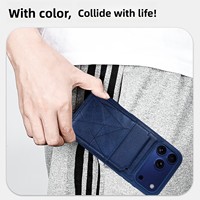 Étui de protection pour iPhone 17 Pro Max, design artisanal, deux-en-un avec porte-cartes, en PU, support magnétique invisible
