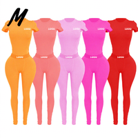 Ensemble 2 pièces pour femmes, hauts et leggings en coton côtelé à manches courtes, couleurs printanières, vêtements de détente, ensembles pour femmes 2025
