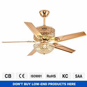 Ventilateur de plafond LED en cristal argenté 52 pouces avec télécommande, 3 changements de couleur, lustre LED, moteur DC - Product Image 1