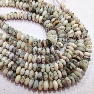Opale dendritique naturelle blanche, pierre précieuse, perles facettées rondes de coupe allemande - Product Image 1