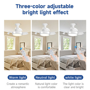 33W LED <b>Ceiling</b> Fan <b>Light</b> 3 Color Changing 3 Speed Remote Control Retractable Blades For Bedroom <b>office</b> - Product Image 5