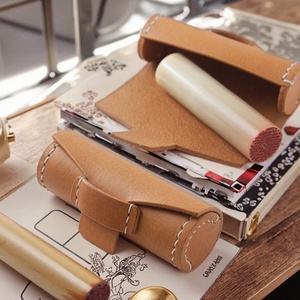 Boshiho Vintage Spot <b>Mini</b> 3 Portable Zipper Simple <b>Lipstick</b> Leather Case Cylindrical Stereo Cosmetics Bag Daily Use Gift - Product Image 4