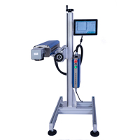 Machine de marquage laser CO2 60W 10600nm pour codage en vol sur verre, métal, plastique, bouteilles d'eau, canettes, marquage QR, date et lot