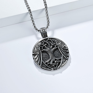 Collier en acier inoxydable personnalisé pour homme, pendentif arbre de vie rétro nordique, style <span class=keywords><strong>viking</strong></span> - Product Image 4